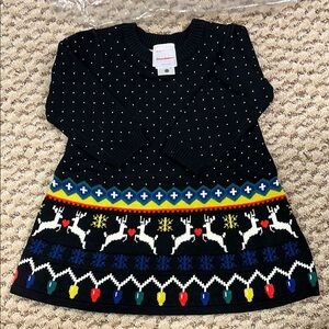 HannaAndersson Black Reindeer Sweater Dress